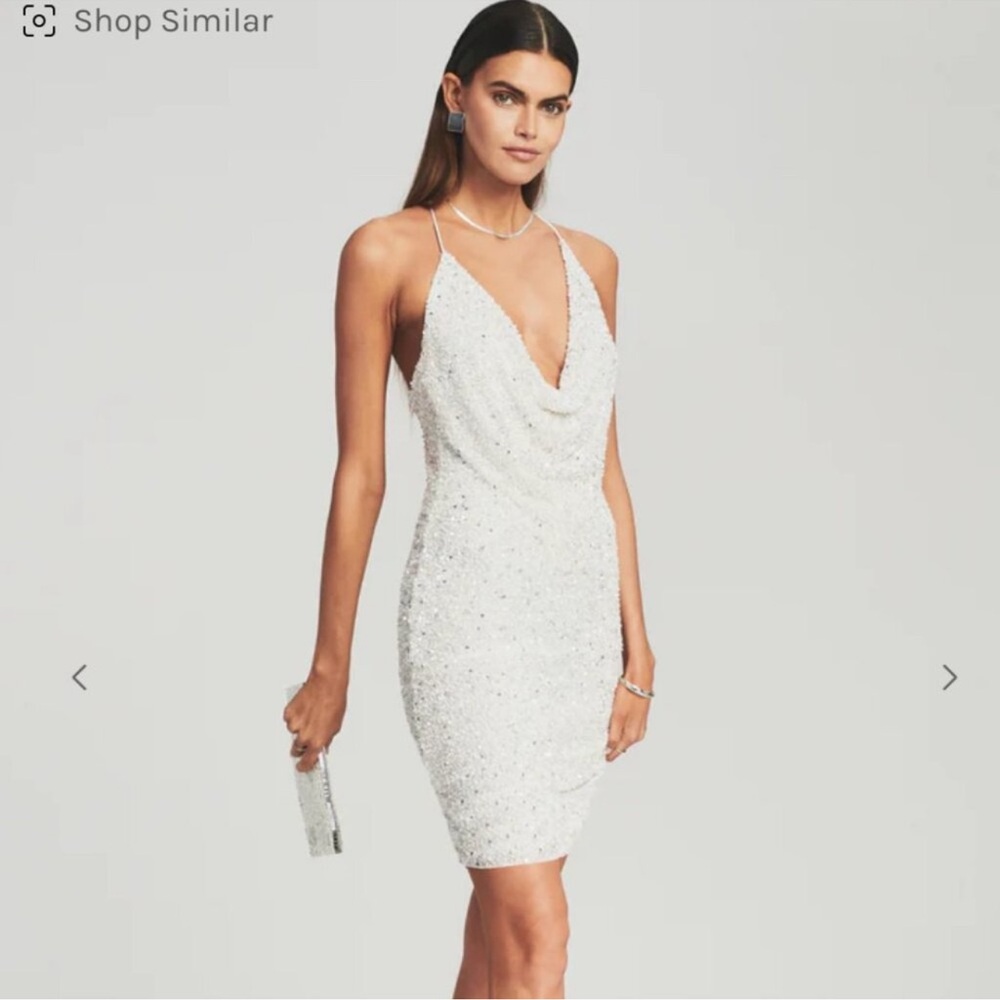Retrofete Mindi White Sequin Dress
